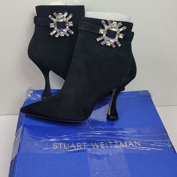 Stuart Weitzman Crystal Nova Xcurve 100 Zip Spool Heel Boot Black Size 7.5 - Picture 5 of 9